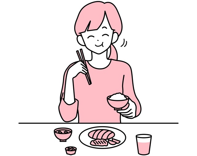 食事中のイラスト